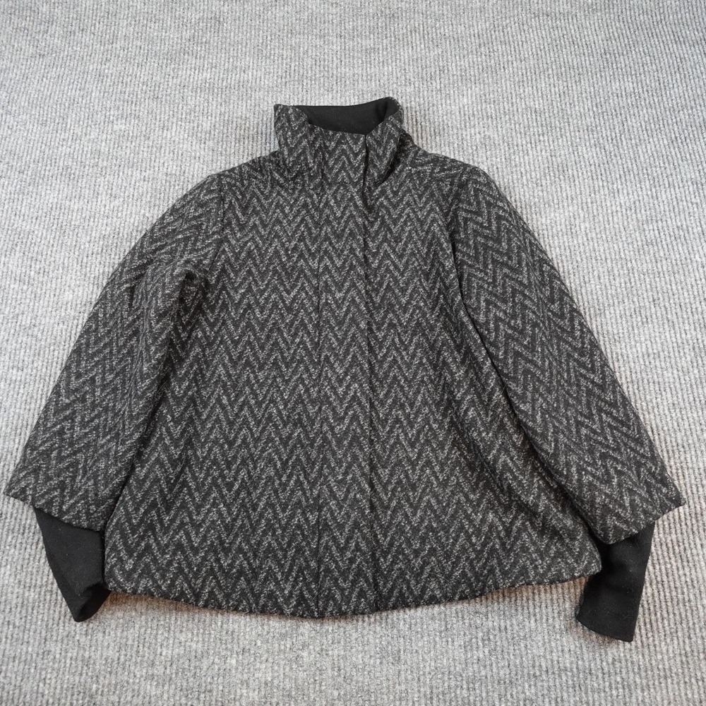 Prana Lily Jacket Womens Small Gray Herringbone Tweed Full Zip Lined Collar Wool